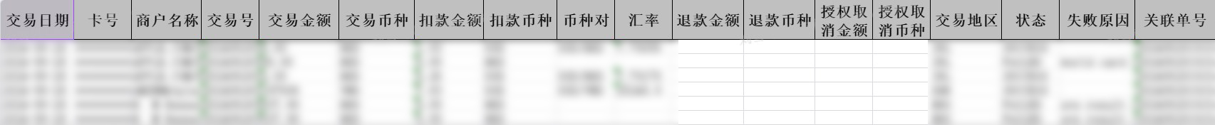 交易明细样例界面