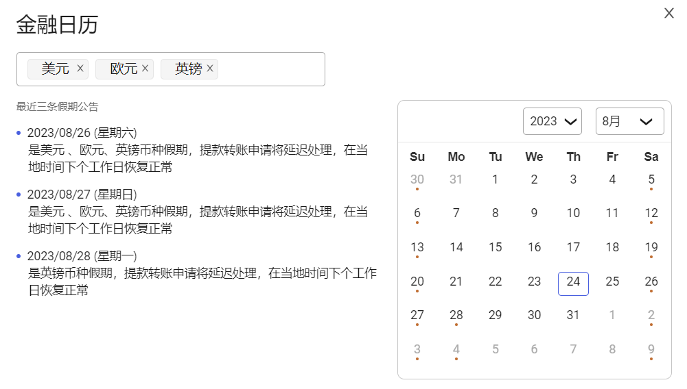 币种筛选功能示意图