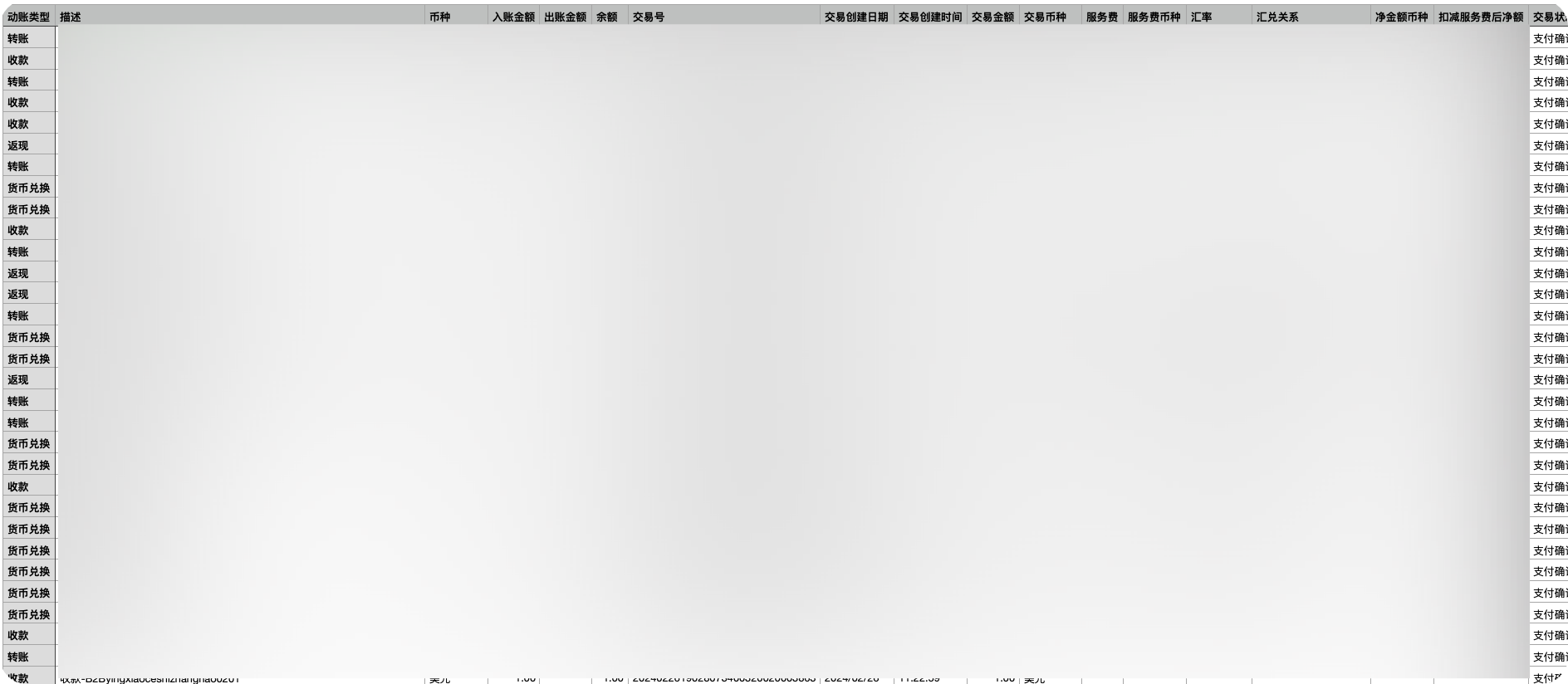 CSV格式交易明细示例