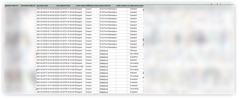 订单销售记录示例