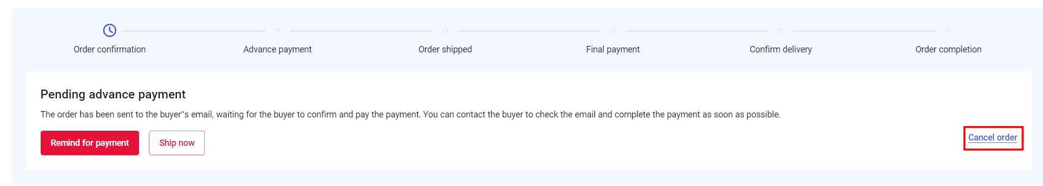 Cancel Order Option 2