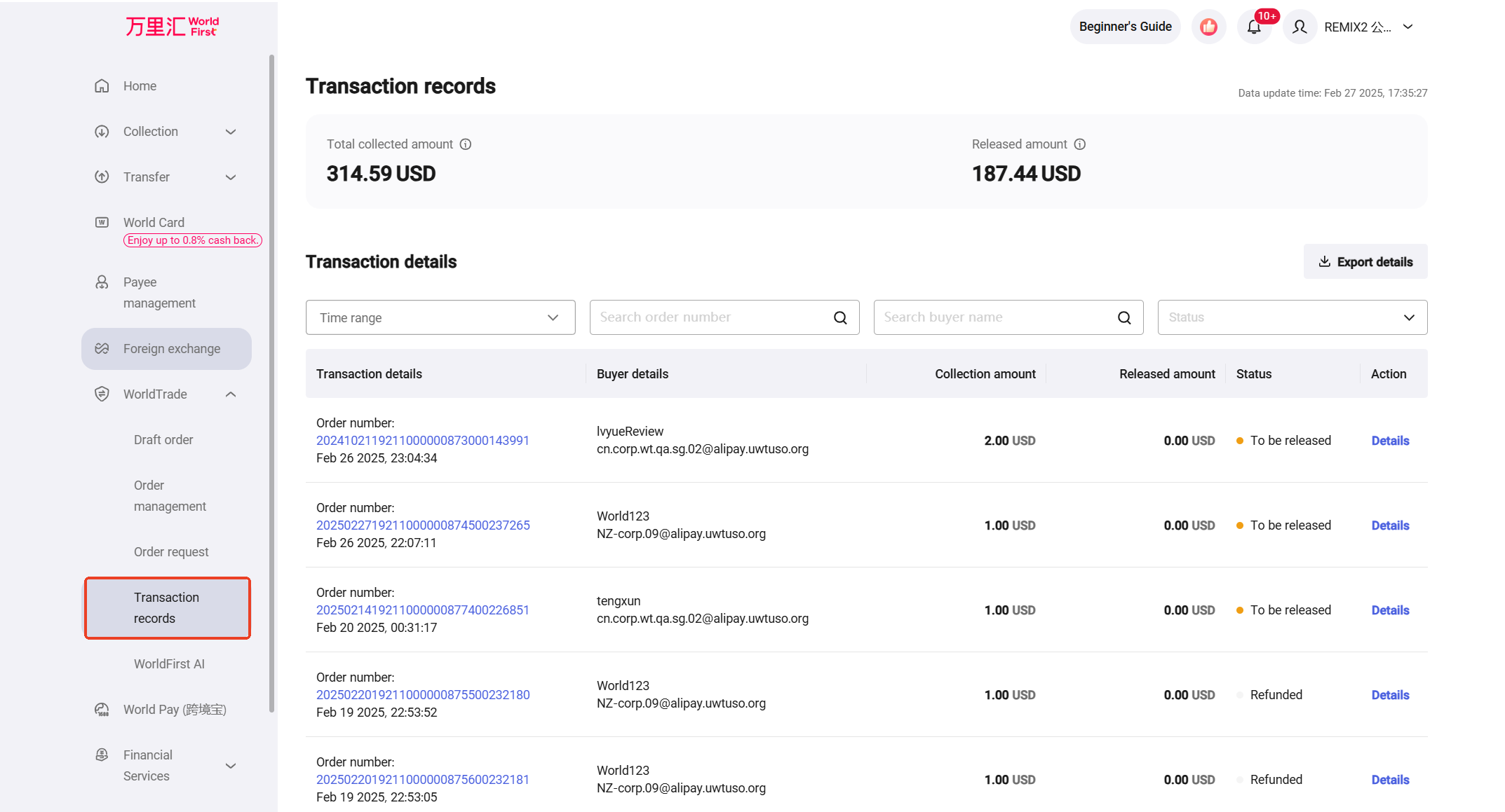 Transaction Records Overview