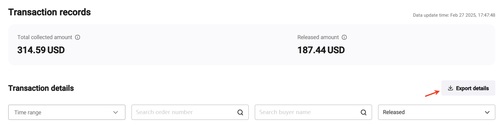 Export Transaction Details 1