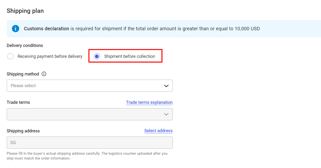 Shipping Condition Option 2