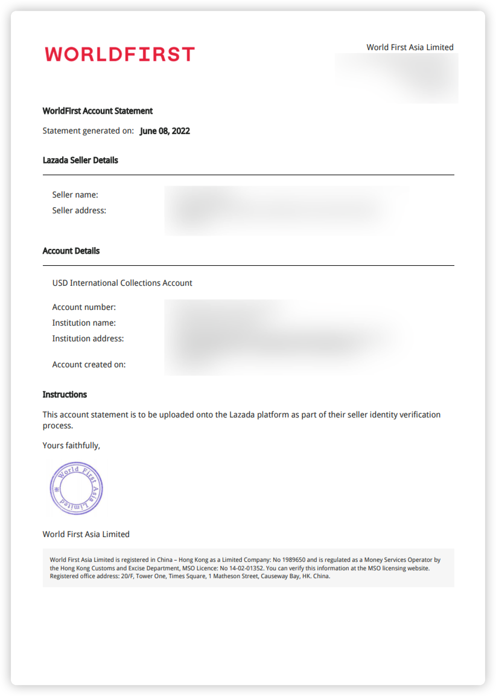 万里汇（WorldFirst）账户使用教程
